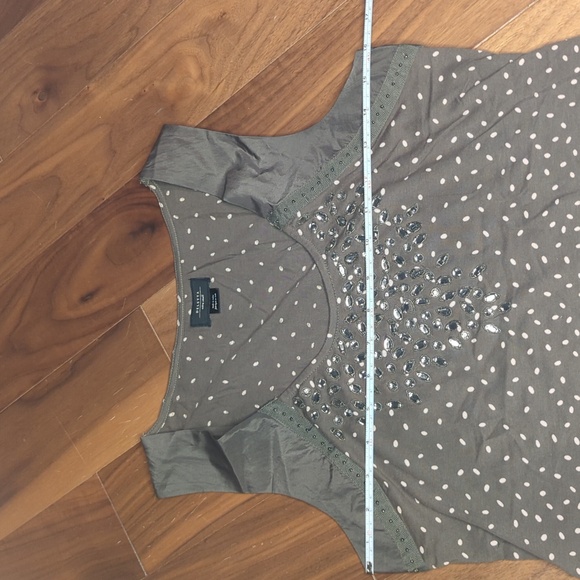 Deletta Anthropologie Womens Silk Green Polka Dot Scoop Embroidered Tank Top XS - Picture 6 of 7